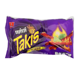 Takis Fuego Hot Chili Pepper Lime Bite Size Tortilla Chips 35 G