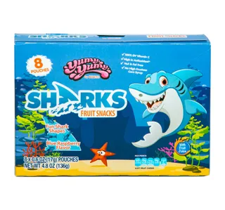 Yummy Yummy Sharks Blue Raspberry Flavor Fruit Snacks 136 G