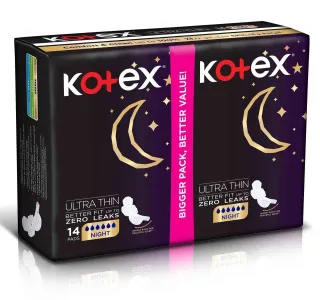 Kotex Ultra Thin Natural Night Sanitary Pads With Wings 14 Pcs