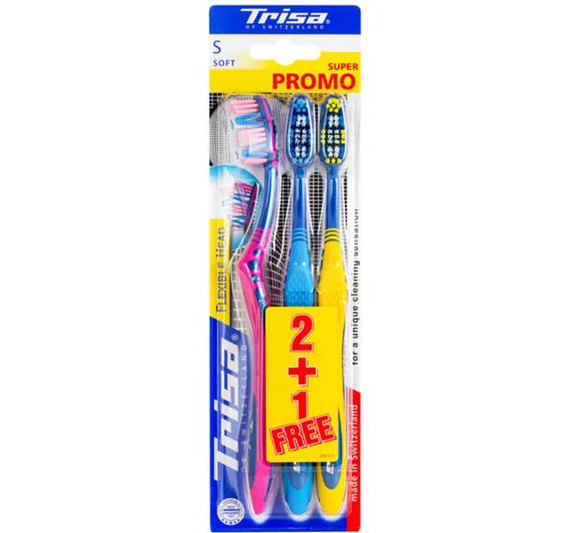 Trisa Flexible Head Soft Toothbrush 2 + 1