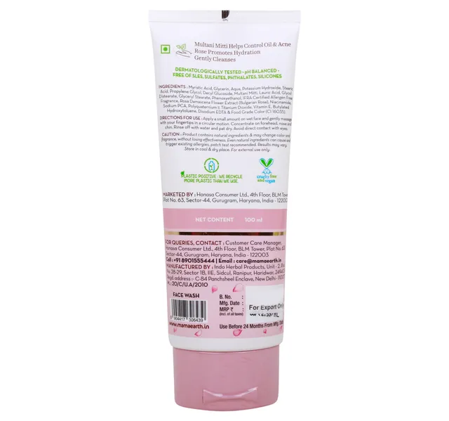 Mamaearth Face Wash with Multani Mitti & Bulgarian Rose 100 ml