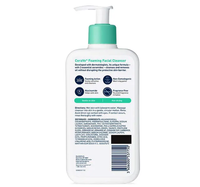 Cerave Foaming Facial Cleanser For Normal To Oily Skin Oil Control 355 Ml