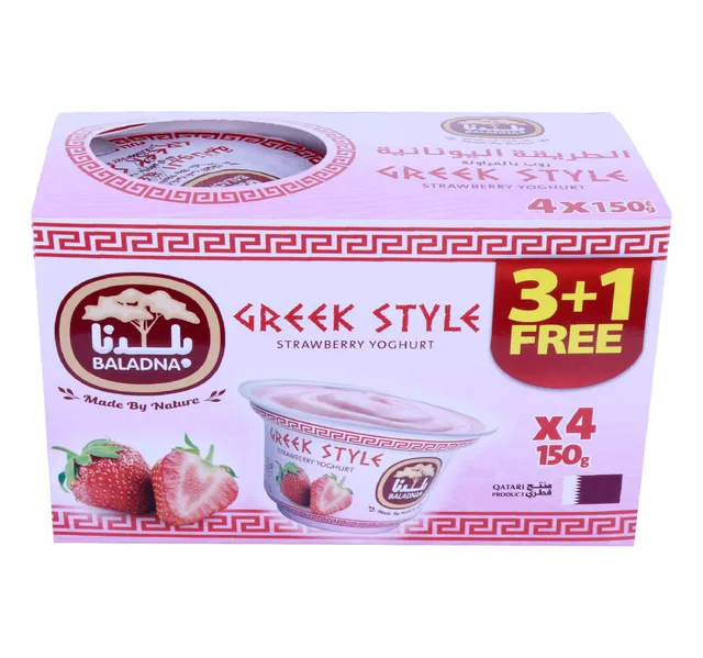 Baladna Greek Yoghurt Strawberry 4 x 150 g