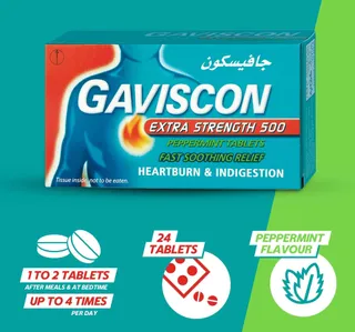 Gaviscon Peppermint 500mg Chewable Tablets