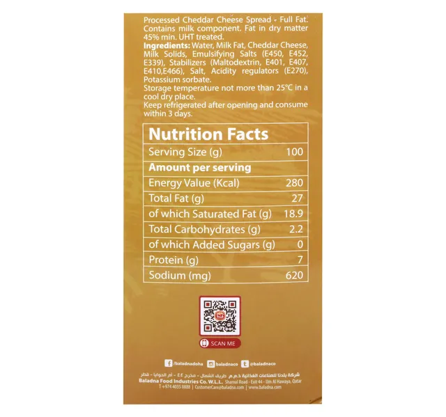 Baladna Spreadable Cheddar Cheese 2 x 500 g