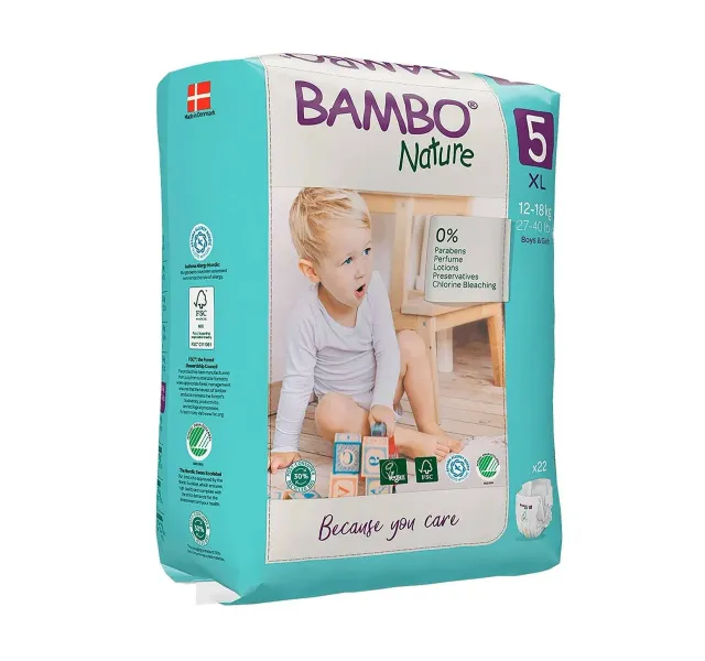 Bambo Nature Premium Eco Disposable Baby Diaper Size 5 Junior 12-18 kg Pack of 22 pcs