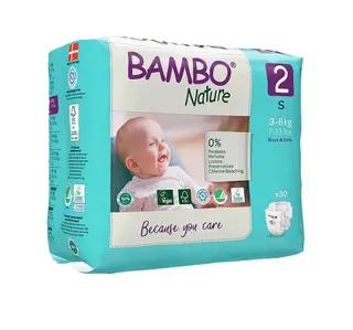 Bambo Nature Premium Eco Disposable Baby Diaper Size 2 Mini 3-6 kg Pack of 30pcs
