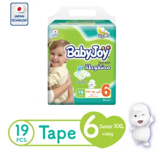 BabyJoy Compressed Tape Diaper Size 6 XXL Value Pack 16+ kg 19 Count