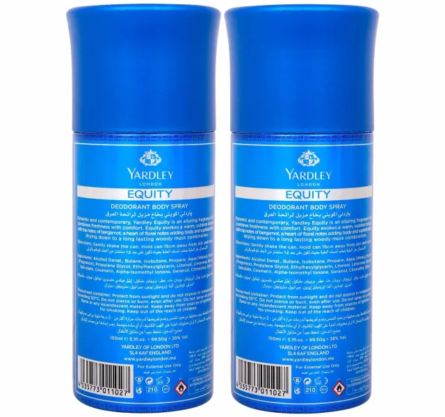 Yardley Men Body Spray Assorted 2 Pcs 150 Ml