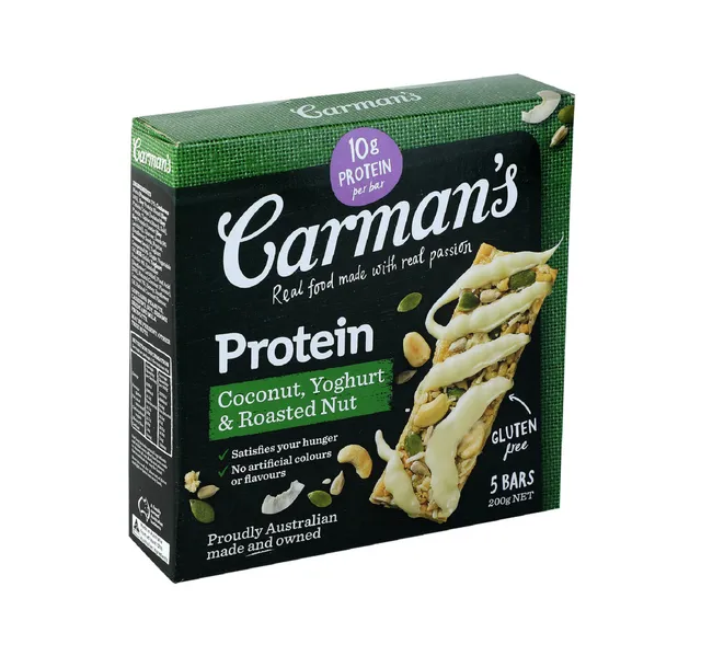 Carman S 10g Protein Gluten Free Coconut Yoghurt Roasted Nut Protein Bar 200 G