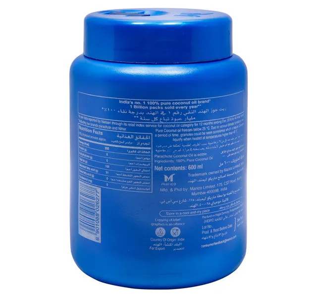 Parachute 100 Pure Coconut Oil 600 Ml