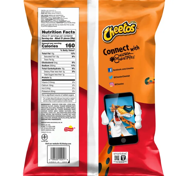 Frito Lay Cheetos Crunchy Cheese Flavored Snacks 581 1 G