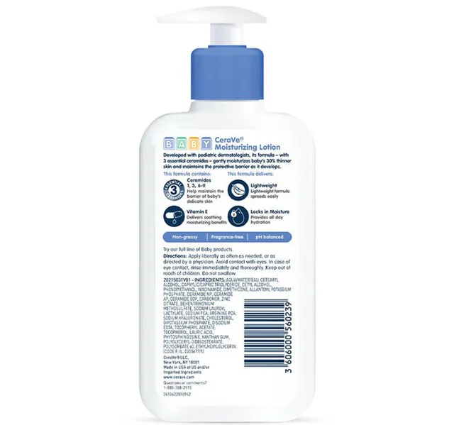 Cerave لوشن مرطب للأطفال مع 3 سيراميدات أساسية وفيتامين E