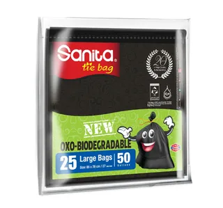 Sanita Tie Garbage Bag Oxo Biodegradable Large 50 Gallons Size 85 X 78cm