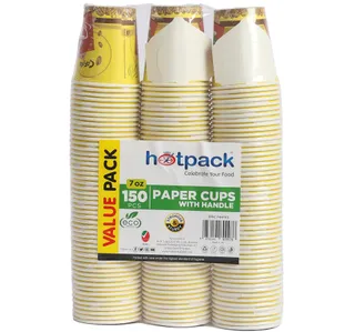 Hot Pack Paper Cups With Handle Value Pack 3 X 50pcs