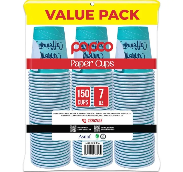 Papco Paper Cups 7oz Value Pack 3 X 50 Pcs
