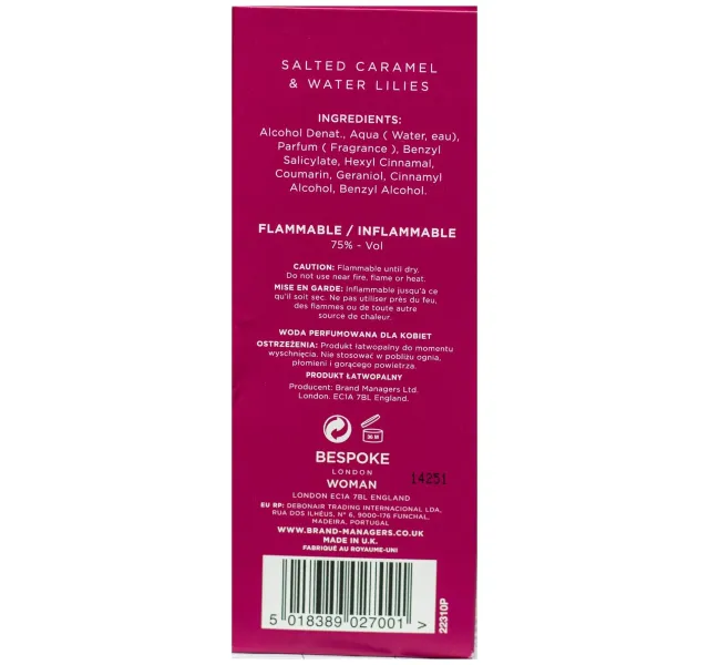 Bespoke London Salted Caramel Water Lilies Eau De Parfum For Women 100 Ml
