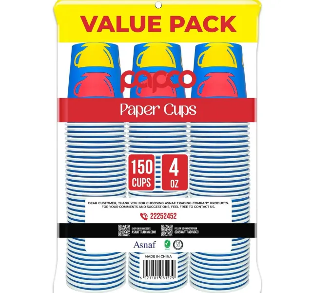 Papco Paper Cups 4oz Value Pack 3 X 50 Pcs