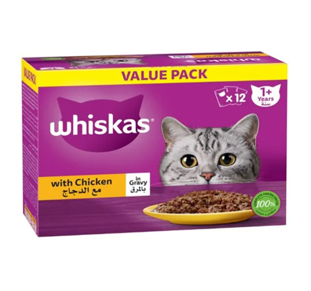 Whiskas With Chicken In Gravy Cat Food For 1 Years Value Pack 12 X 80 G