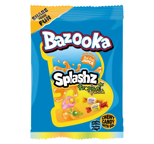 Bazooka Splashz Tropical Punch Chewy Candy 120 G
