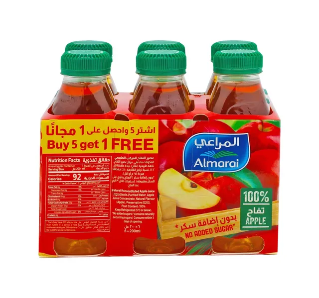 المراعي نو أديد شوجر أبل جويس 200 Ml 5 1
