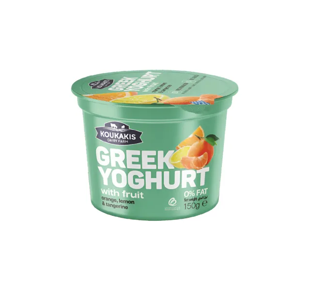 Koukakis Greek Yoghurt With Fruit Orange Lemon Tangerine 0 Fat 150 G