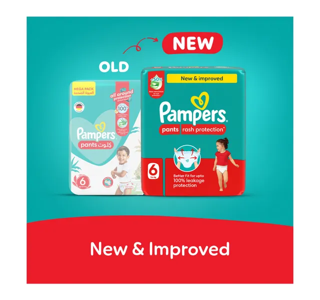 Pampers Rash Protection Pants Diapers, Size 6, 16+kg, Mega Pack, 34 pcs