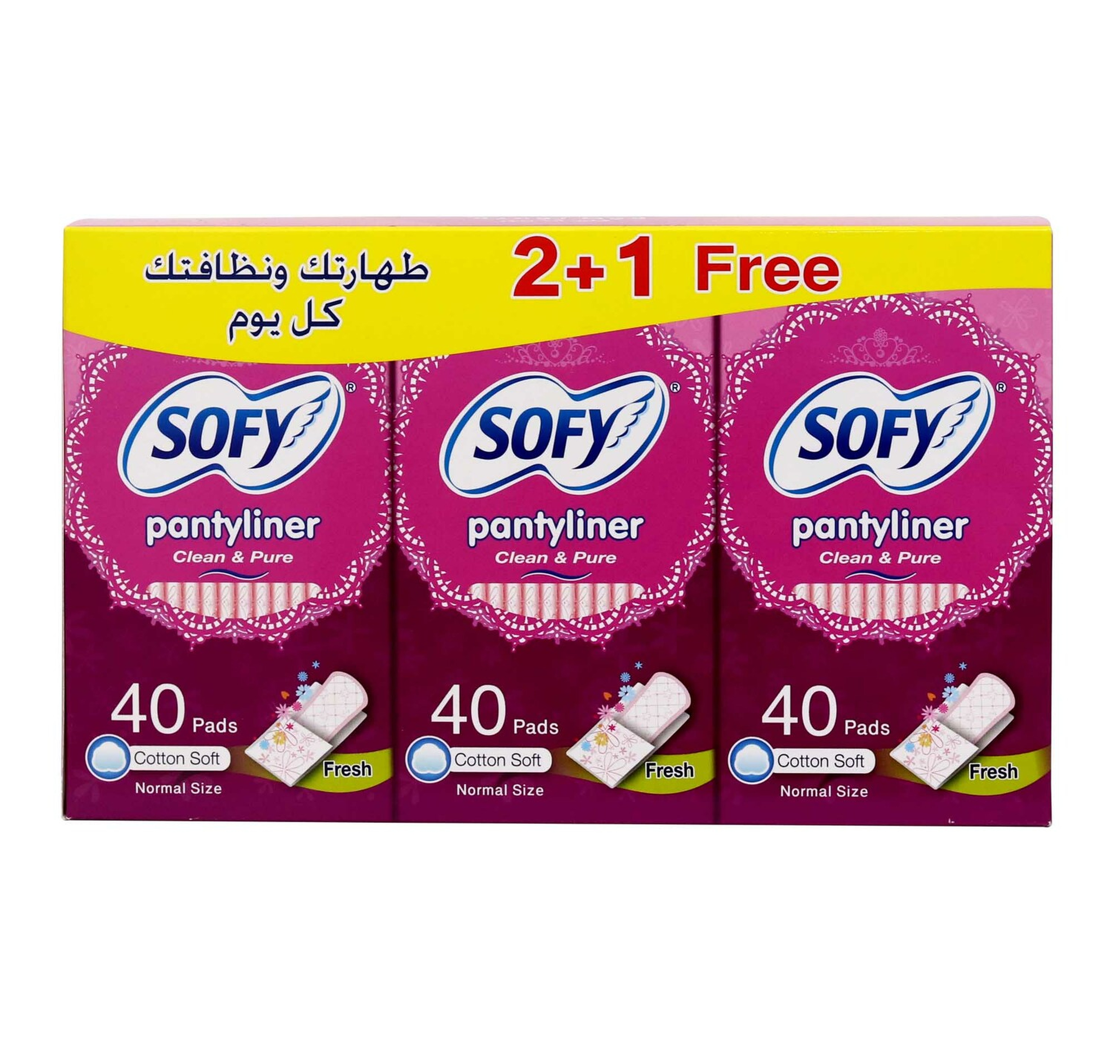Sofy Panty Liner Clean & Pure Fresh 40pcs 2+1