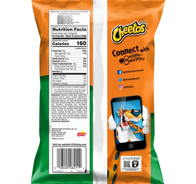 Cheetos Cheddar Jalapeno Crunchy Cheese Flavored Snacks 8 Oz