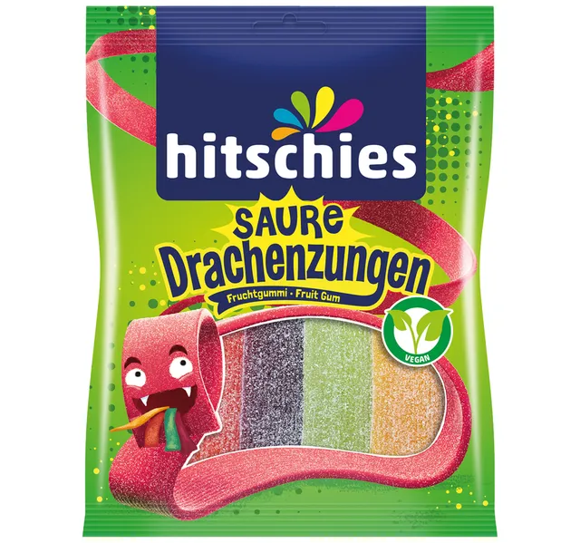 Hitschler Saure Drachenzungen Vegan Fruit Gum 125 G