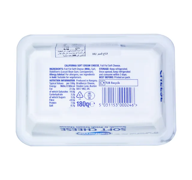 California Smooth Fresh Cream Cheese 180 G
