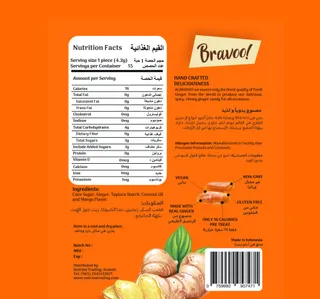 Bravoo Mango Ginger Chews Gluten Free 63 G