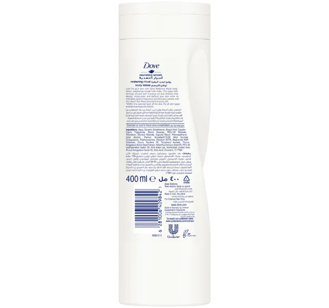 Dove Restoring Care Body Lotion With Coconut Oil And Almond Milk 400 Ml