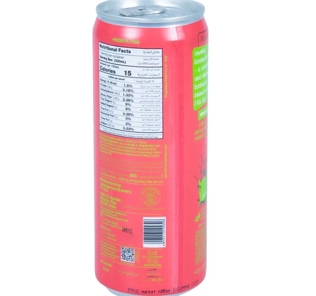 بوريتشا كومبوشا موهيتو بطيخ كوبي منخفض السعرات مشروب شاي بريبايوتيك 330 ml