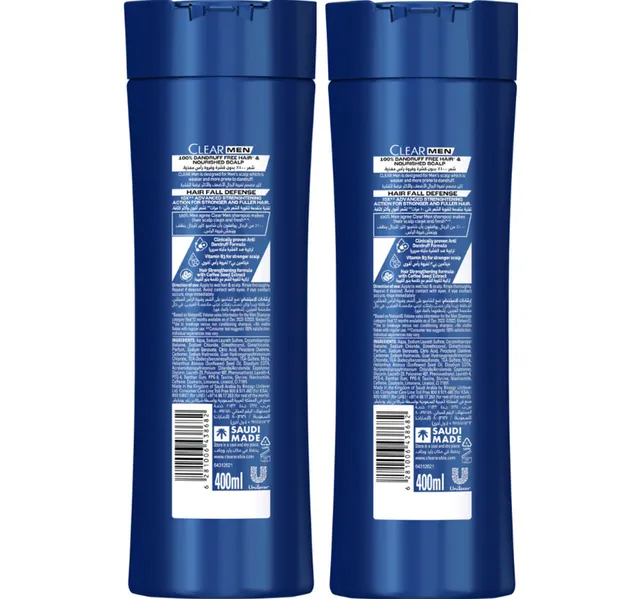 Clear Anti Dandruff Shampoo Cool Sport Menthol For Men 2 X 400 Ml