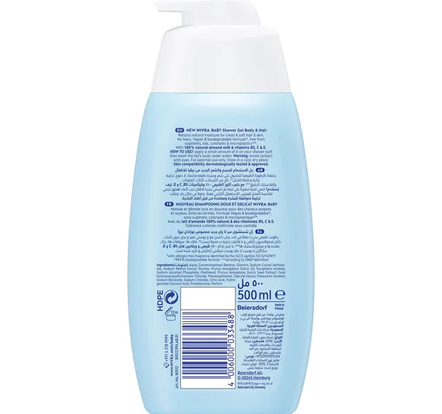 Nivea Baby Head To Toe Shampoo Bath With Calendula Extract For Sensitive Skin Tear Free Formula 500 Ml