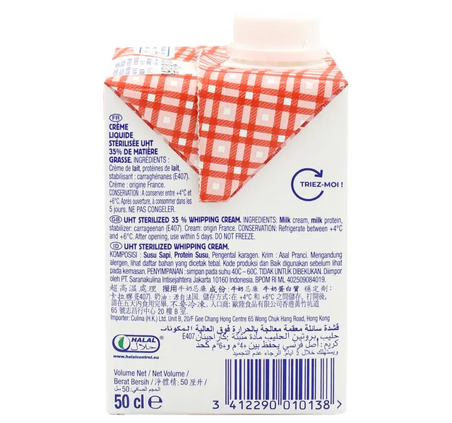 Paysan Breton Sterilized Uht Whipping Cooking Cream 35 Fat 500 Ml