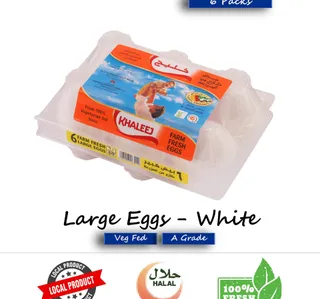 Khaleej White Eggs Large 6 Pcs