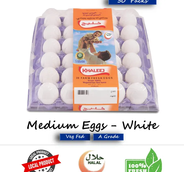 Khaleej White Eggs Medium 30 pcs