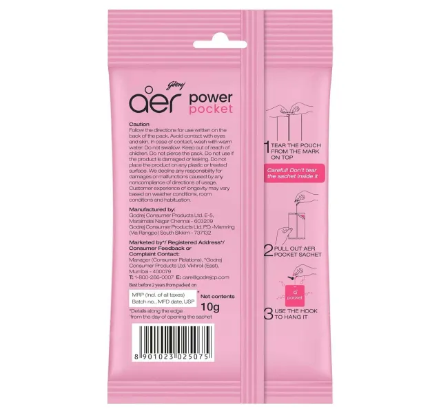 Godrej Aer Rose Blossom Pocket Bathroom Fragrance, 10g