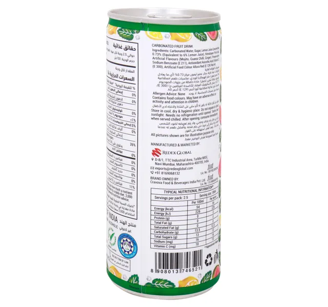 Cravova Jamaican Mojito Guava Flavored Sparkling Mocktail Drink Can 250 Ml