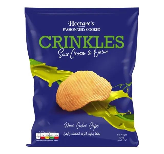 Hectare S Sour Cream Onion Crinkles Hand Cooked Chips 70 G