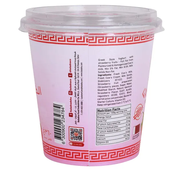 Baladna Greek Yogurt Strawberry 360 g
