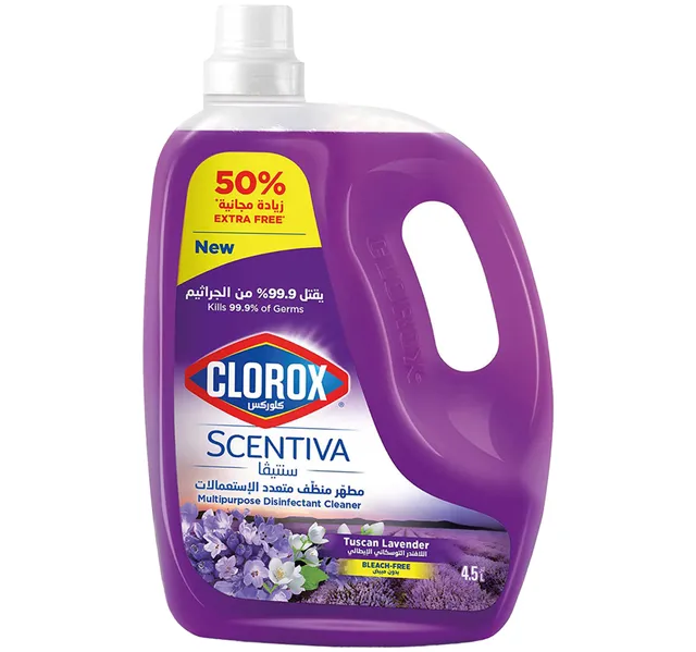 Clorox Scentiva Multipurpose Disinfectant Cleaner Tuscan Lavender Bleach Free 4 5 Litres
