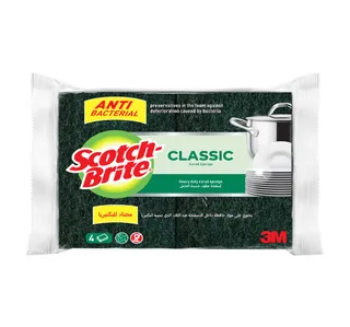 Scotch Brite Anti-Bacterial Classic Heavy Duty Scrub Sponge 4 pcs