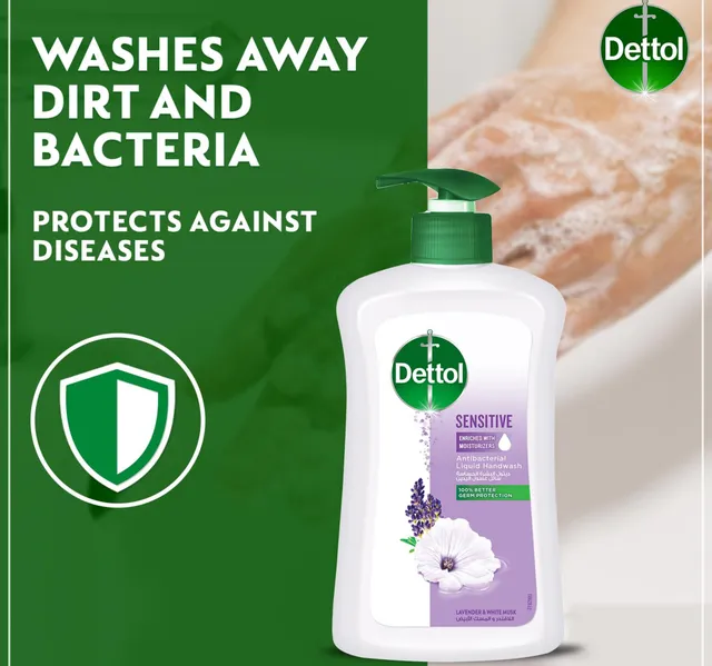 Dettol Sensitive Liquid Handwash Pump Lavender White Musk Scent 400 Ml