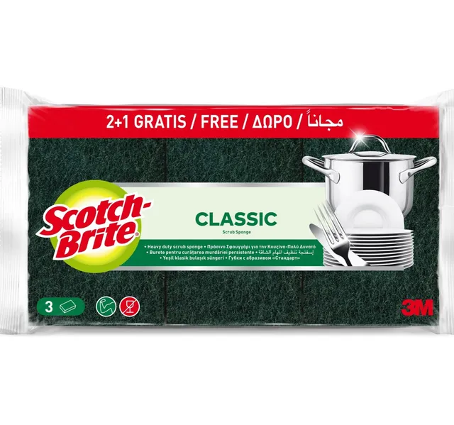 Scotch Brite Power Clean Heavy Duty Scrub Sponge Value Pack 3 Pcs