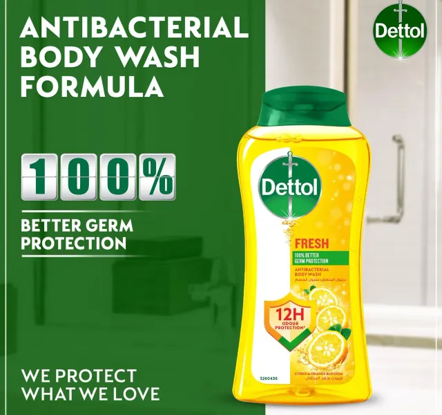 Dettol Fresh Anti Bacterial Body Wash Citrus Orange Blossom Scent 500 Ml 250 Ml