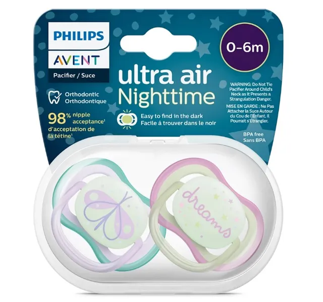 Philips Avent Ultra Air Nighttime Pacifier From 0-6Months 376/19 2 pcs