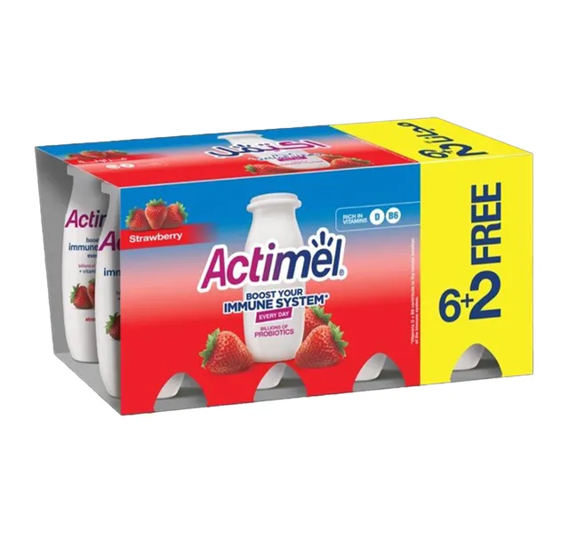 Actimel Immunity Support Strawberry Flavored Yogurt Drink Value Pack 8 x 93 ml